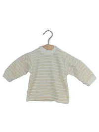 OIMO Kinder Pullover Basic Langarm Gestreift Beige Baumwolle Gr. 56 1