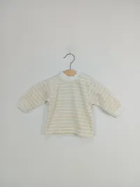 OIMO Kinder Pullover Basic Langarm Gestreift Beige Baumwolle Gr. 56 2
