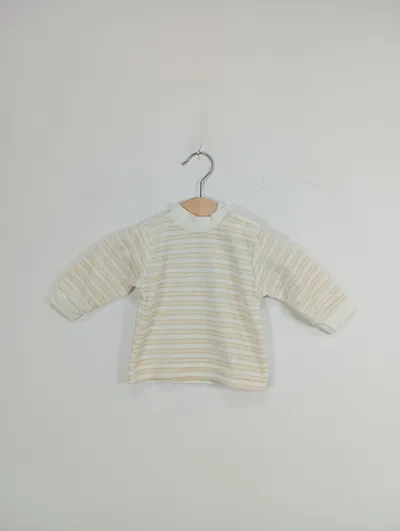 OIMO Kinder Pullover Basic Langarm Gestreift Beige Baumwolle Gr. 56