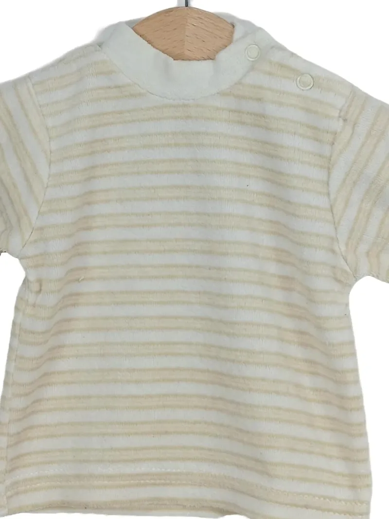 OIMO Kinder Pullover Basic Langarm Gestreift Beige Baumwolle Gr. 56 4