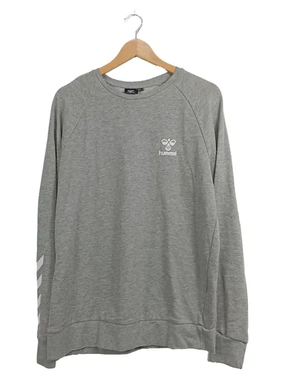 Hummel Sweatshirt Herren Gr. L Grau Langarm Logo Sportshirt Pullover