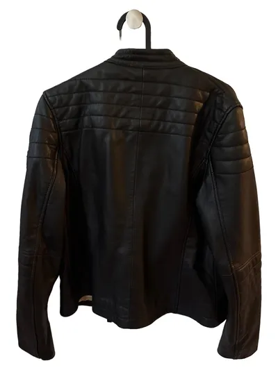 Mimi & Lu Damen Lederjacke Schwarz Gr. 38 Bikerstil Echtleder