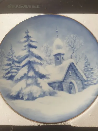 Bareuther Sammelteller Weihnachten Porzellan Blau Landschaft 20 cm