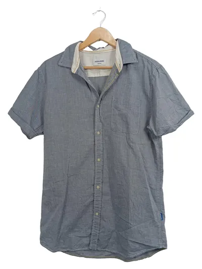Jack&Jones Herren Kurzarmhemd L Blau Casual
