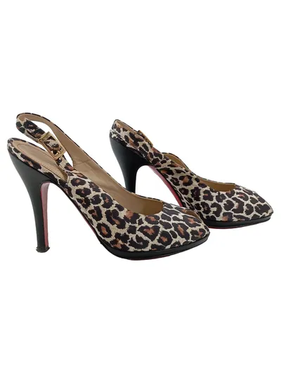 Konstantin Starke Damen Slingback Pumps Leopard Gr. 37 High Heel Peep Toe