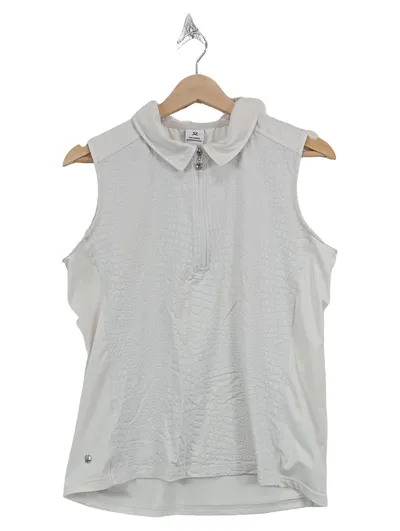 Daily Sports Damen Poloshirt Golf Ärmellos Weiß Gr. 40/L Sportlich Krokoprägung