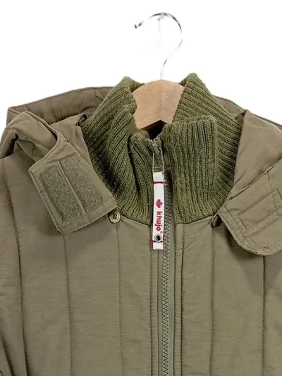 Khujo Damen Steppmantel Mantel Jacke Kapuze Strickkragen Oliv Gr. 38 M Outdoor