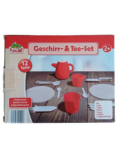 Playland Puppengeschirr Tee Set 12 Teile Kinder Rot Spielzeug