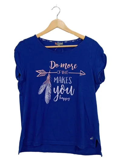 Street One Damen T-Shirt Gr. 40/L Blau Boho Print Federn Casual