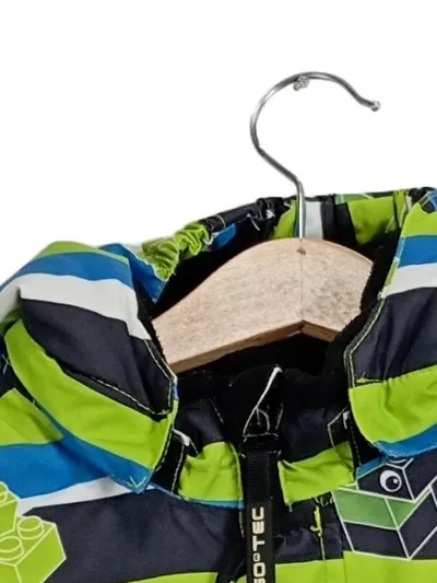 LEGO Tec Winterjacke Kinder Jacke Gr. 80 Gestreift Kapuze Outdoor Blau Grün