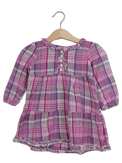 Berti Freizeitkleid Kinder Mädchen Rosa Kariert Baumwolle Gr. 80 Rüschen