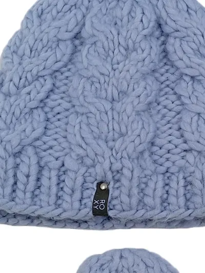 ROXY Damen Strick-Set Mütze Schlauchschal Fäustlinge Blau Zopfmuster
