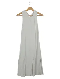 MANGO MNG Basics Damen Sommerkleid Rippstrick Weiß Gr. L ärmellos 1