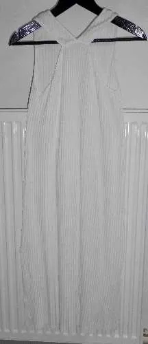 MANGO MNG Basics Damen Sommerkleid Rippstrick Weiß Gr. L ärmellos 2