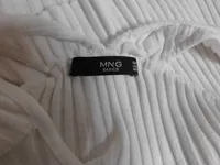 MANGO MNG Basics Damen Sommerkleid Rippstrick Weiß Gr. L ärmellos 3
