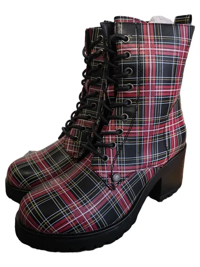 BLACK PREMIUM BY EMP Damen karierte Schnürstiefel Größe 38 Modisch Mehrfarbig