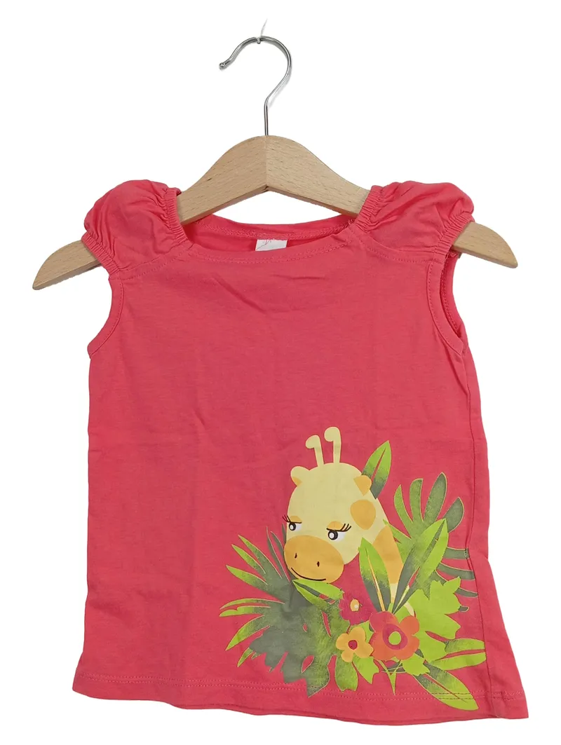 Baby Club T-Shirt Mädchen Gr. 80 Pink Baumwolle Kurzarm Giraffe Freizeit 1