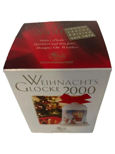 Hutschenreuther Weihnachtsglocke 2000 Thule Porzellan Weihnachtsmann weiß 8cm