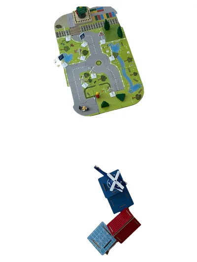 Holz Spielset Stadt Eisenbahn Polizei Hubschrauber Puzzle Kinder Spielzeug