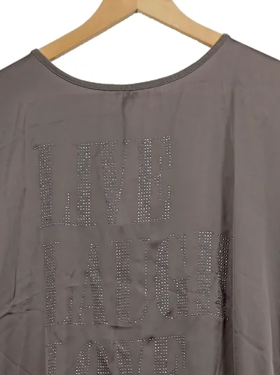 Street One Damen T-Shirt Live Laugh Love Strass Grau Gr. 40/L