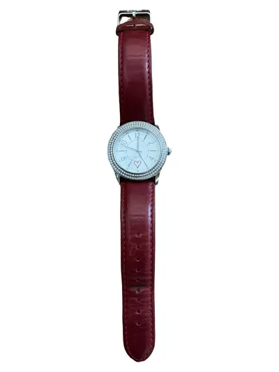Esprit Damen Armbanduhr Leder Strass Casual Rot Zifferblatt 4cm