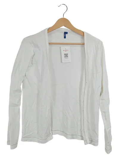CECIL Damen Strickjacke Gr. 36/S Weiß Basic Baumwolle