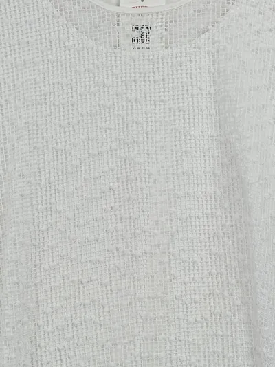 Adagio Damen Shirt Netz-Optik Weiß Gr. 44 Kurzarm Casual Top