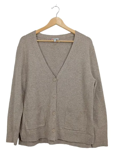 Street One Damen Strickjacke Cardigan V-Ausschnitt Gr. 38/M Beige