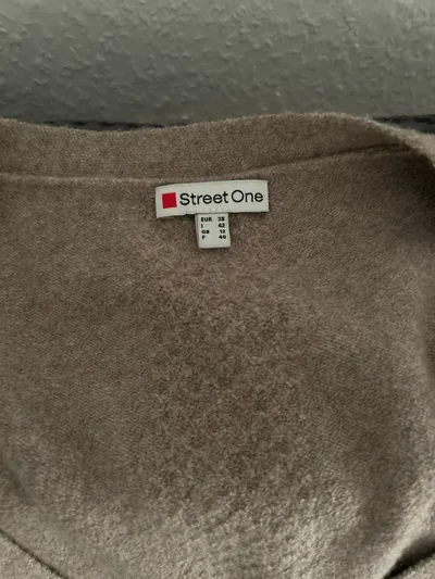 Street One Damen Strickjacke Cardigan V-Ausschnitt Gr. 38/M Beige