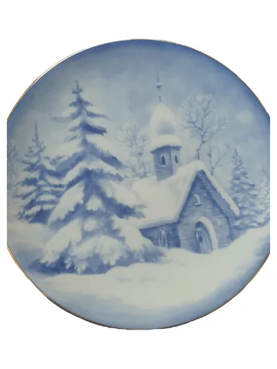 BAREUTHER Sammelteller Weihnachten Porzellan Blau Landschaft 20 cm
