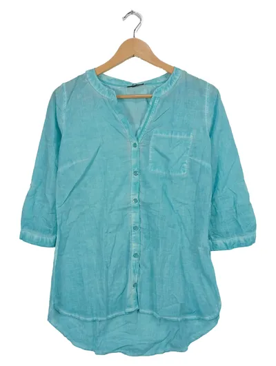 Street One Damen Hemdbluse Gr. 34/XS Türkis Baumwolle 3/4-Arm Casual