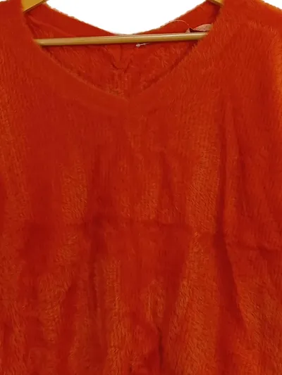 SusyMix Damen Pullover Orange Gr. 38/M Casual V-Ausschnitt