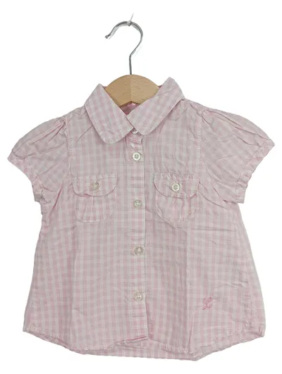 H&M L.O.G.G. Mädchen Hemd Bluse Gr. 68 Rosa Kariert Baumwolle
