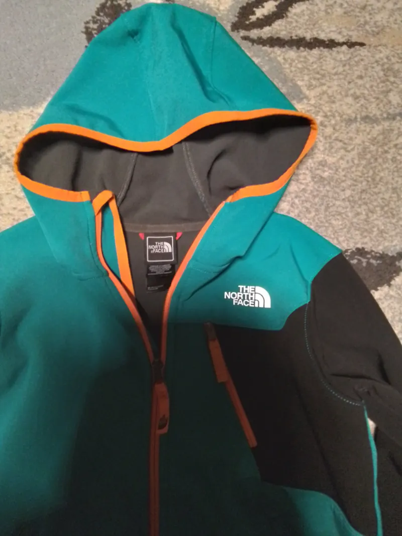 The North Face Kinder Softshelljacke Gr. 140 Petrol Orange Kapuze 5