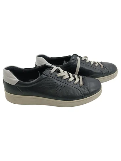 ECCO Sneaker Low Herren Gr. 41 Blau Leder Schnürschuhe Casual