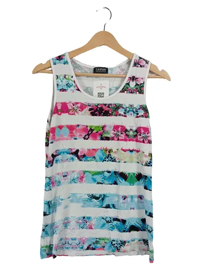 TAIFUN Damen Top Shirt Gr. 38 M Mehrfarbig Blumenmuster Streifen Casual