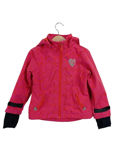 s.Oliver Mädchen Softshelljacke Gr. 110 Pink Herzen Kapuze Outdoor