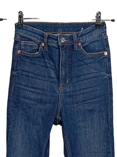 Monki Damen Jeans Slim Fit High Waist Dunkelblau Gr. W27/36 S