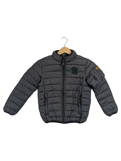 Replay Kinder Steppjacke Jacke Gr. 118 Grau Übergangsjacke Logo Jungen Casual