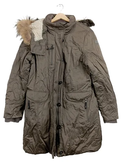 Milestone Damen Parka Winterjacke Gr. 40 Oliv Echtfell Kapuze Mantel Outdoor