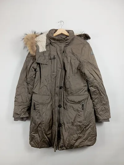 Milestone Damen Parka Winterjacke Gr. 40 Oliv Echtfell Kapuze Mantel Outdoor