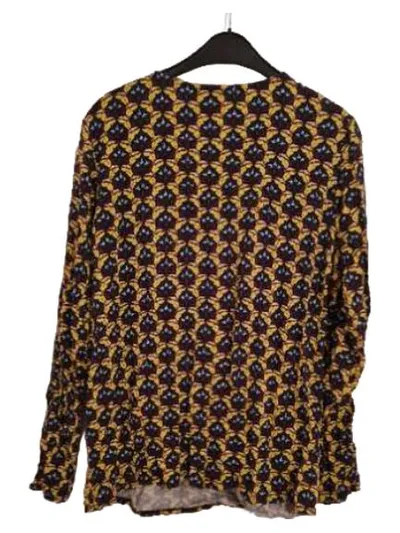 NATURA Damen Bluse XL Langarm V-Ausschnitt Boho Floralmuster Viskose