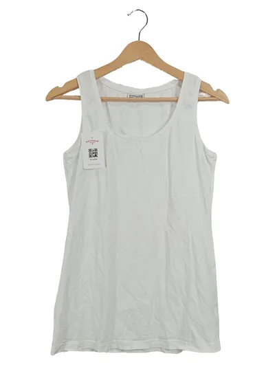 Street One Damen Unterhemd Gr. 38 Weiß Basic Tank Top Baumwolle Elasthan