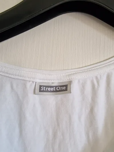 Street One Damen Unterhemd Gr. 38 Weiß Basic Tank Top Baumwolle Elasthan
