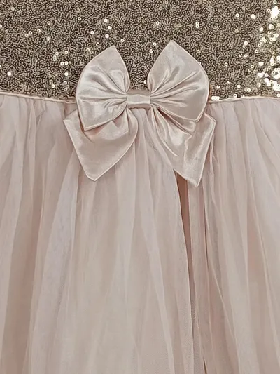 Zunie Mädchen Festkleid Pailletten Tüll Einhorn Schleife Rosa Gr. 140