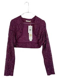 Belle Poque Damen Bolero Jacke Spitze Lila Gr. 38/M Elegant Langarm 1