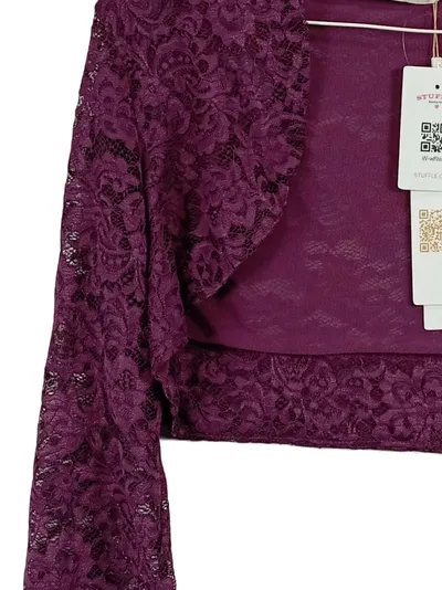 Belle Poque Damen Bolero Jacke Spitze Lila Gr. 38/M Elegant Langarm