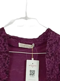 Belle Poque Damen Bolero Jacke Spitze Lila Gr. 38/M Elegant Langarm 3