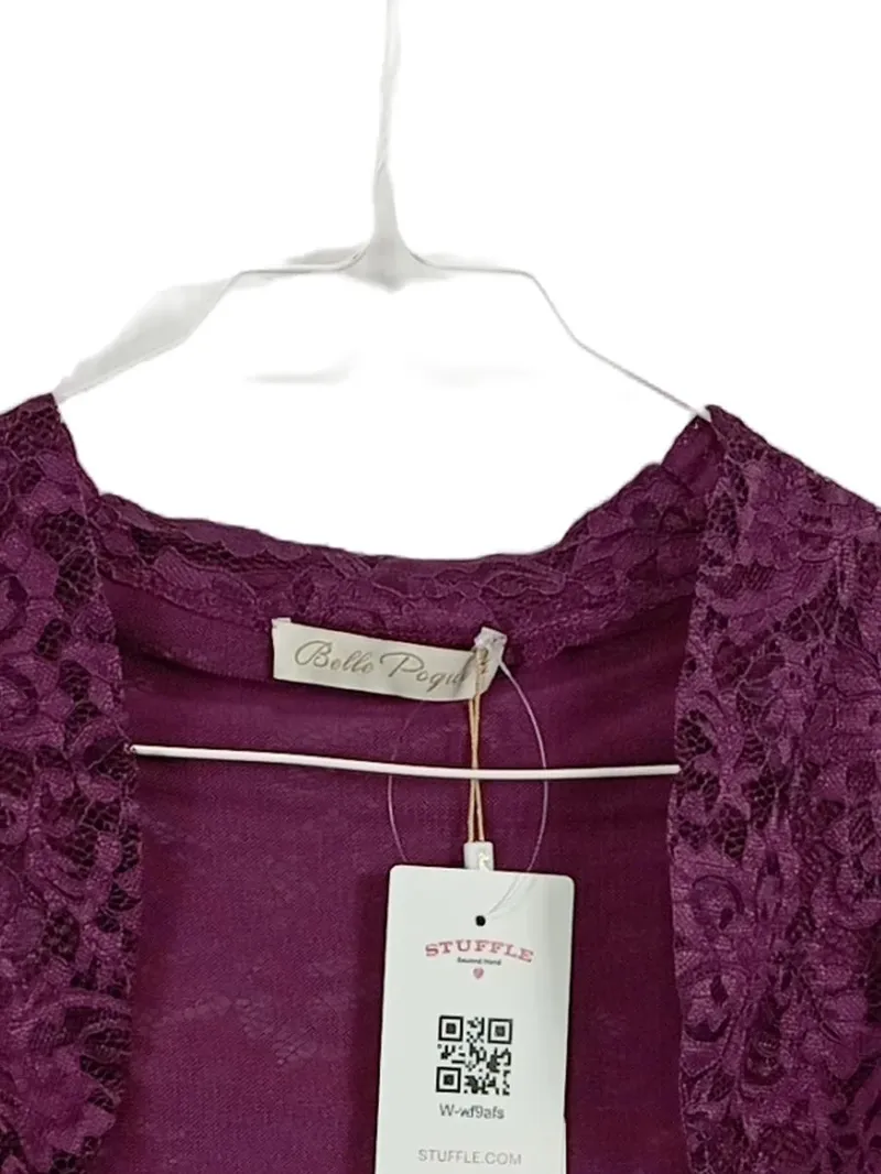 Belle Poque Damen Bolero Jacke Spitze Lila Gr. 38/M Elegant Langarm 3