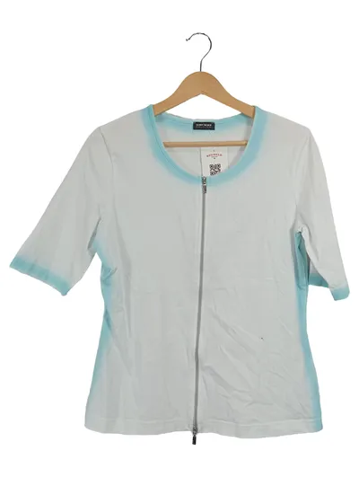 GERRY WEBER Damen T-Shirt Gr. 38 M Weiß Reißverschluss Farbverlauf Casual